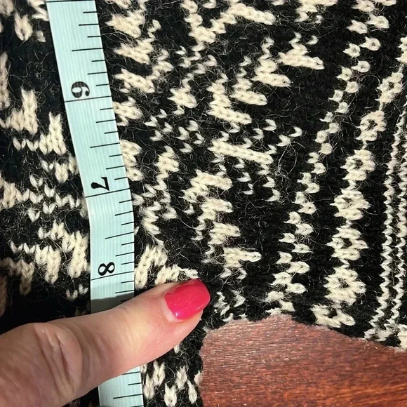 Jones New York Womens Cardigan Black/Cream L Y2K Vintage Fair Isle Zip Front EUC - Picture 15 of 15